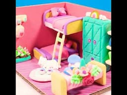 Miniature DIY : Cute Child Bedroom Made with Cardboard and Air Dry Clay Furniture  #cardboardhouse