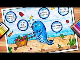 World Oceans Day Drawing | Stop Water Pollution Drawing | Swachh Sagar Surakshit Sagar | Save Oceans