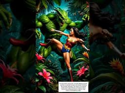 Prompt: Gantz style green  monster fighting wonder woman in a jungle #flaskarchitect #wonderwoman