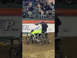They smash into each other racing 😭 #shortvideo #dirtbike #youtubeshorts