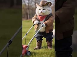 Kucing tukang bersih rumput #cat #viralvideo #trending #shortsviral #catlover #ai #funny