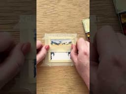 Watercolor lake dock using one point perspective for painting 38 in our 100 tiny paintings this year