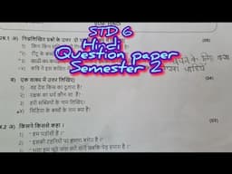 STD 6  th Question paper Hindi second semester final exam