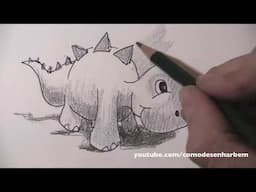 Como DESENHAR um DINOSSAURO fácil passo a passo