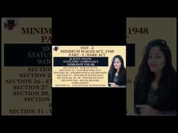 Minimum Wages Act,1948 | Day 2 Part 5 | Section 24 - 1 #minimumwages #hr #short #readytogetupdate