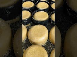 A grid of sourdough English muffins at home 😁