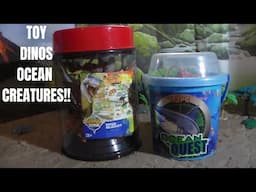 HUGE 33 pcs 36 Pcs OCEAN Animal Dinosaur Toy Buckets Toy Review! Spinosaurus Octopus Sharks!