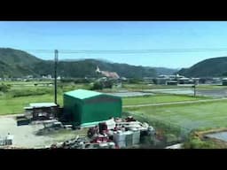 Beautiful Satoyama seen from the Shinkansen, east of Lake Biwa.