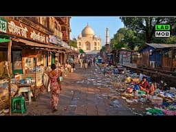 Shocking Poverty Behind the Taj Mahal | Agra, India - 4K HDR Walking Tour