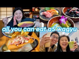 trying japanese A5 wagyu shabu buffet 🥩, cheapest lobster rolls in SF 🦞 + exploring japantown! 🌸🇯🇵