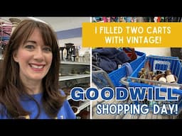 I FILLED 2 CARTS AT GOODWILL! | Thrift with Me | Vintage Haul