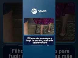 Filho acelera moto para fugir de assalto, mas idosa cai de veículo