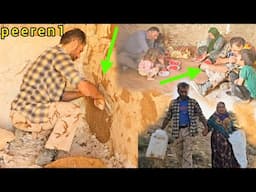 Plastering with Saleh's loving hands;ensuring warmth for the family in the cold of winter