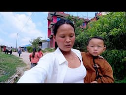 Rita with son Ridam Rai in the village || life in rural Nepal || @Ritarojan