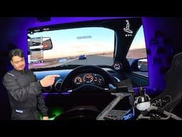 Gran Turismo 7 Sitting on 77" OLED TV, G-Pro Wheelbase, Surround Sound