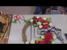 How to Make a Classic Burgundy and Ivory Floral Grapevine Wreath Making Tutorial Part 1
