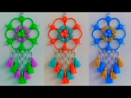 DIY Easy Wall Hanging Using Old Bangles & Woollen Thread | Woolen Craft Wall Hanging for Home Decor