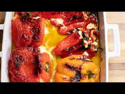 Stuffed Roasted Peppers with Feta & Gruyere | Irresistible Greek Appetizer!