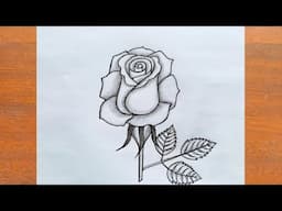 गुलाब का चित्र बनाना सीखें / How to Draw a Rose Flower Step by Step Very Easy / Rose Drawing