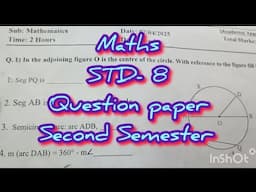 STD- 8th maths question paper Second semester // Final exam 2025