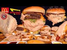 ASMR MUKBANG ANIMAL STYLE MCDONALDS IN-N-OUT BIG MAC BURGERS CHIPOTLE BURRITO & FRIES | WITH CHEESE