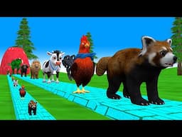 Paint Animals Duck,Tiger,Cow,Lion,Buffalo,Gorilla,Elephant,Dinosaur Fountain Crossing Animal Game Wa