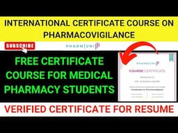 (FREE) Course on Pharmacovigilance with Certificate | Free Pharmacy Certificate Course