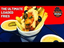 Loaded Fries with Cheesy Garlic Sauce And Spicy Chicken Strips Recipe