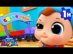 🌈Baby John Color Train Chase! | Little Angel | Cars & Truck Videos for Kids