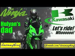 Hulyan's DAD is Riding a Fast Kawasaki NINJA and Other Motorcycles and Sportbikes. Motorcycle Ride!
