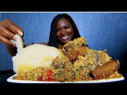 Asmr mukbang egusi soup with fufu/ Nigerian food mukbang