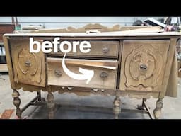 Ep. 129 I Found this SAD 🥺 Antique Buffet in the TRASH and Restored it