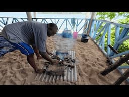 Cooking Coral Trout On An Open Fire In Namara Village, Yasawa🐠🔥🇫🇯