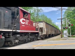 Rock Train Notching Up On Hill, BNSF Locos On CSX W/EPIC Train Horn Echo, Working Long Hood Forward