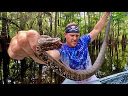 Snake Catch n’ Cook! Biggest swamp snake I’ve ever caught!!
