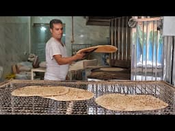 Dough Divider in Action at a Traditional Bakery! How Whole Wheat Taftoon Bread is Made