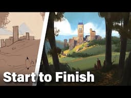 How I Paint an Epic Landscape Environment from Scratch (Concept Art Tutorial)