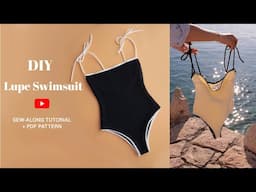 DIY Lupe Swimsuit One Piece Contrast Trim Sewing Tutorial + PDF Sewing Pattern - tintofmintPATTERNS