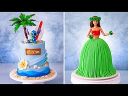 LILO & STITCH - Lilo Hula Dancing Barbie Doll Cake + Beach Themed Stitch Cake