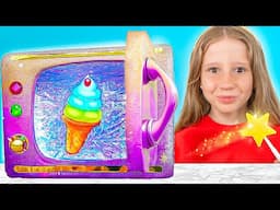 Nastya helps her mother with giant Toys