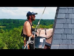 Climbing a wall of hot slate.