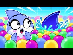 Oh, no!😱 Shark in Swimming Pool!🟢Learn colors in Ball pit 🟠| Funny Kids Cartoons by Sharky&Sparky