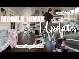 DOUBLE WIDE MOBILE HOME SCREENED IN PORCH REFRESH | double wide trailer updates on a budget!