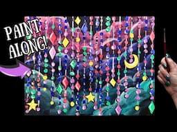 ⭐️EP236- 'Beaded Stars' acrylic painting tutorial step by step dreamy nighttime boho