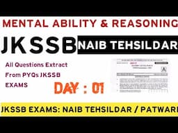 Mental Ability & Reasoning JKSSB Naib Tehsildar #Reasoning #jkssb