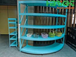 Supermarket Mesh Steel Fruit Basket Bin with Wood Handle for shopping.