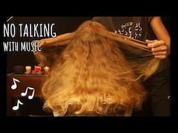 Hair brushing, hair play and clips to ambient music No talking ASMR