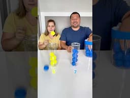 Bounce your balls and first person to fill their container with 10 ping pongs wins! #challenge