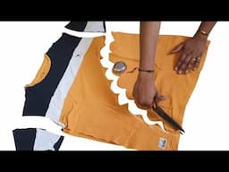 DiY and AWESOME IDEA From Old T-shirt # T-shirt Re Use Idea # Best Out Of Waste