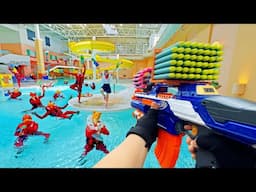 Nerf War | Water Park & Spa Battle 34(Nerf First Person Shooter)